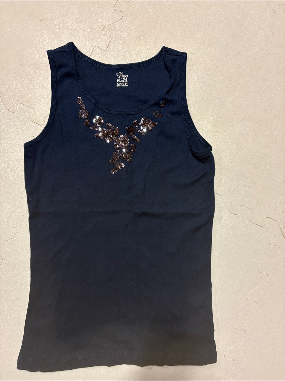 The Children's Place Navy Tank with Sequin Accent